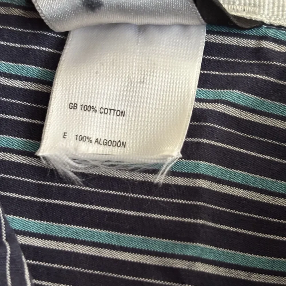 The North Face Men's Black and Blue Vertical Stripe Button-Down Shirt